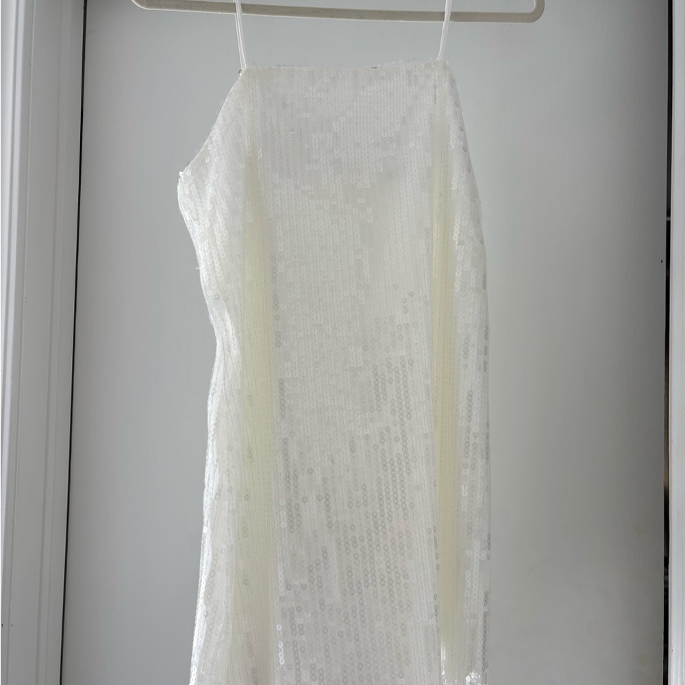 12th Tribe White Sequin Mini Dress